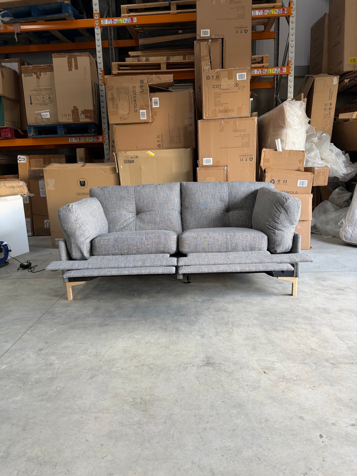 John Lewis Sofa Power Recliner Java Medium 2 Seater Storm Grey Easy Clean