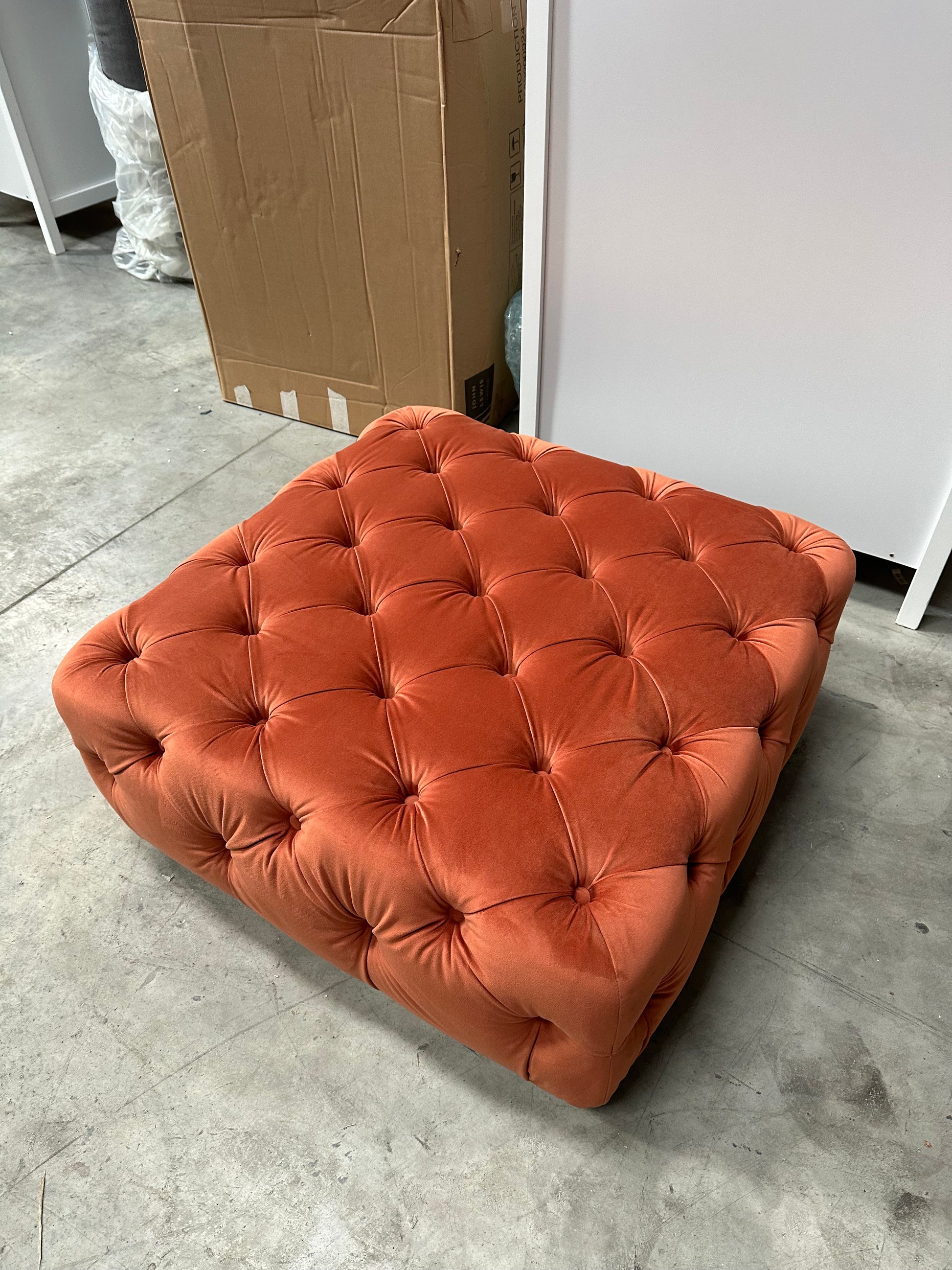 John Lewis + Swoon Radley Footstool, Dark Leg, Rust Terracotta