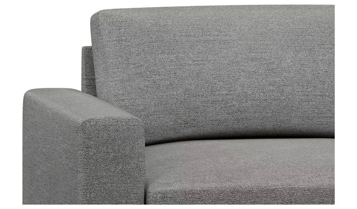 Hutch Fabric Block Arm 4 Seater Corner Sofa - Dove Grey