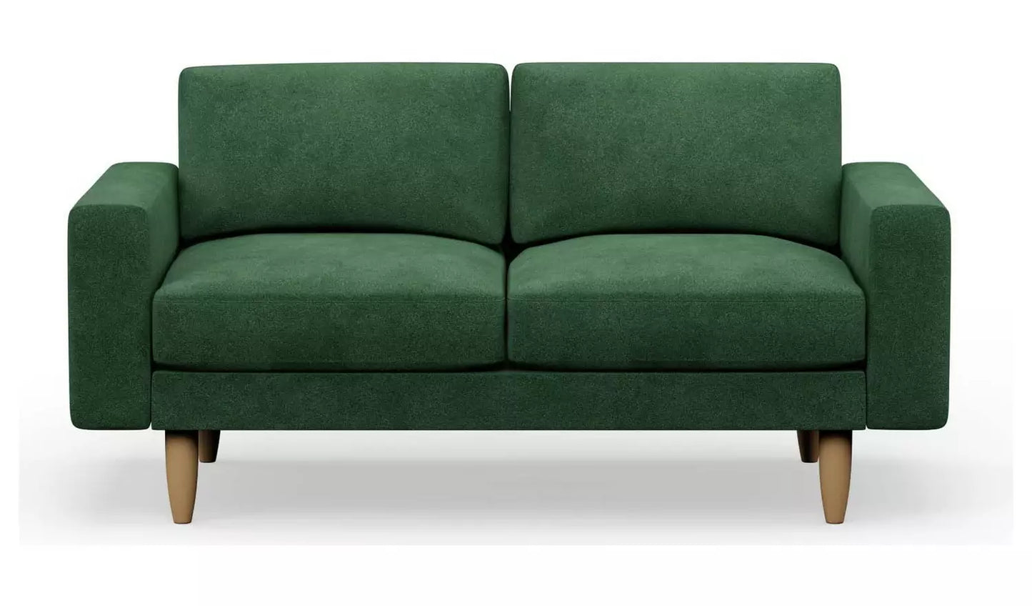 Hutch Velvet Block Arm 2 Seater Sofa - Velvet Sage Green