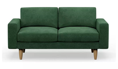 Hutch Velvet Block Arm 2 Seater Sofa - Velvet Sage Green