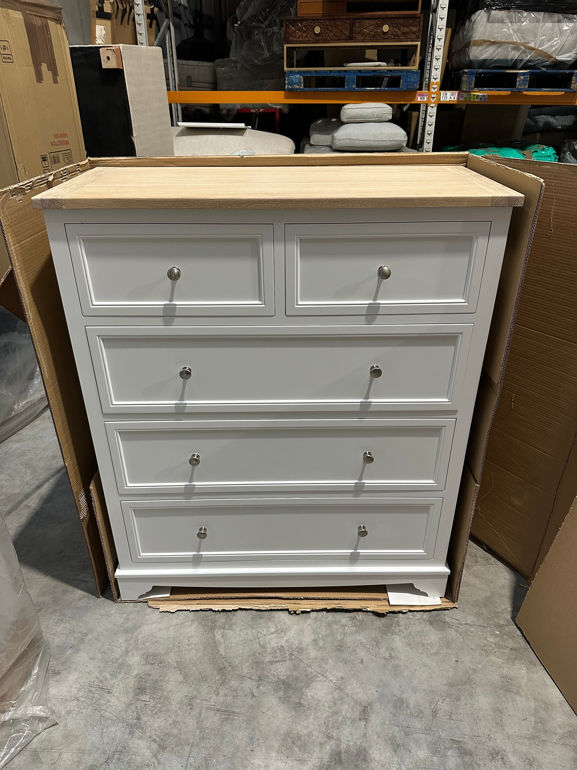 John Lewis St Ives 5 Drawer Chest, White Haze