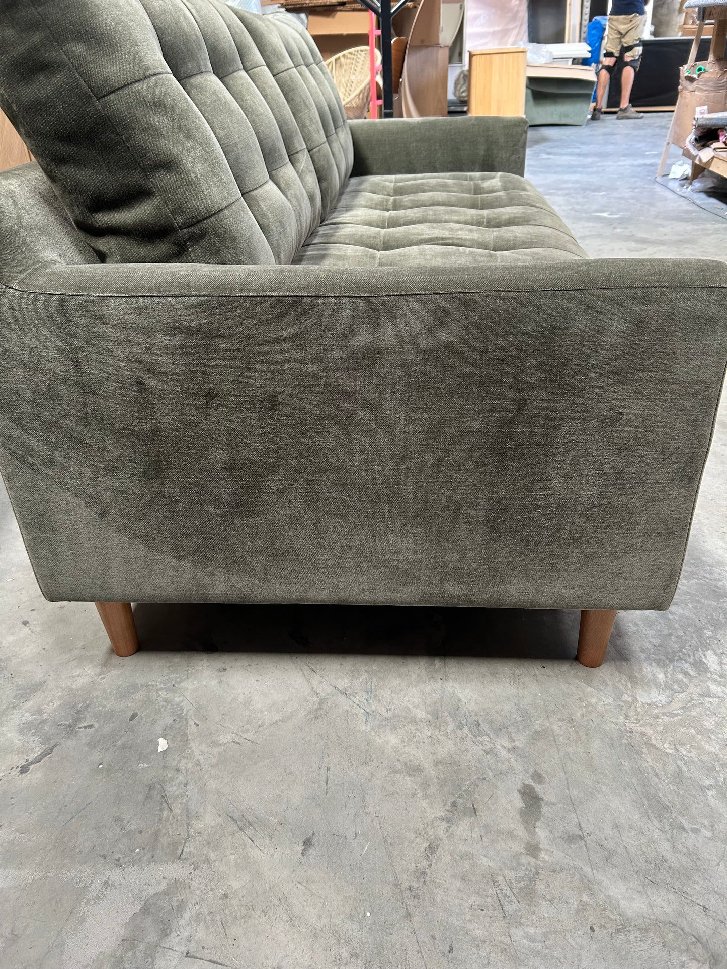 John Lewis Draper II Large 3 Seater Sofa Plush Chenille Moss Green