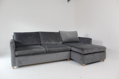 John Lewis Bailey II RHF Chaise End Sofa bed, Light Leg, Smooth Velvet Grey