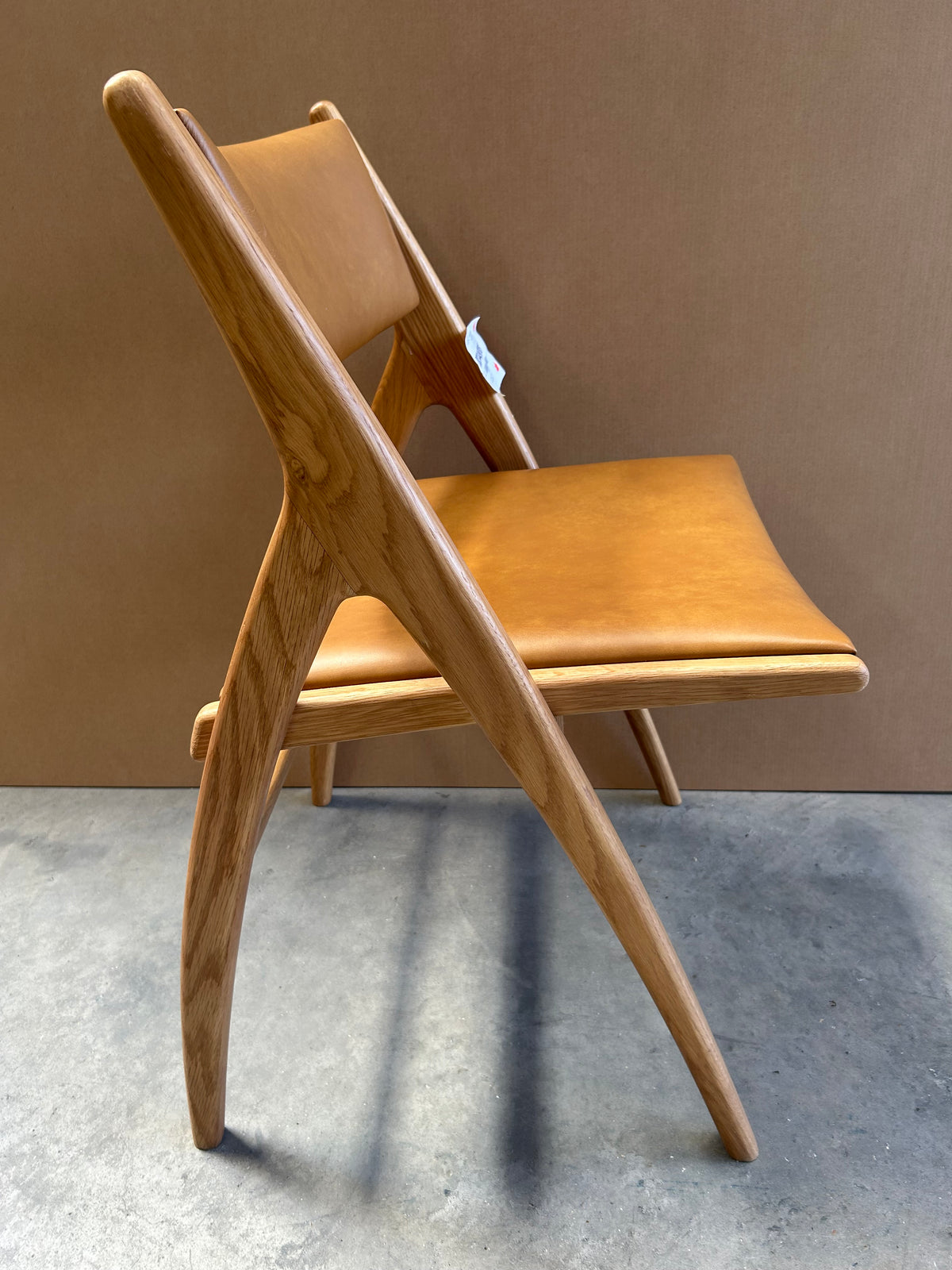 John Lewis X-Ray Leather Dining Armchair, Oak/Camel