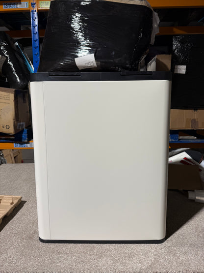 John Lewis 2 Section Recycling Bin, with Handles, 60L, Stone