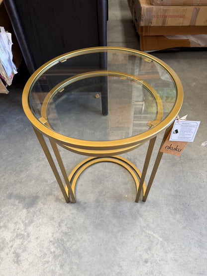 nkuku Nakuru Round Nesting Side Tables, Set of 2, Brass