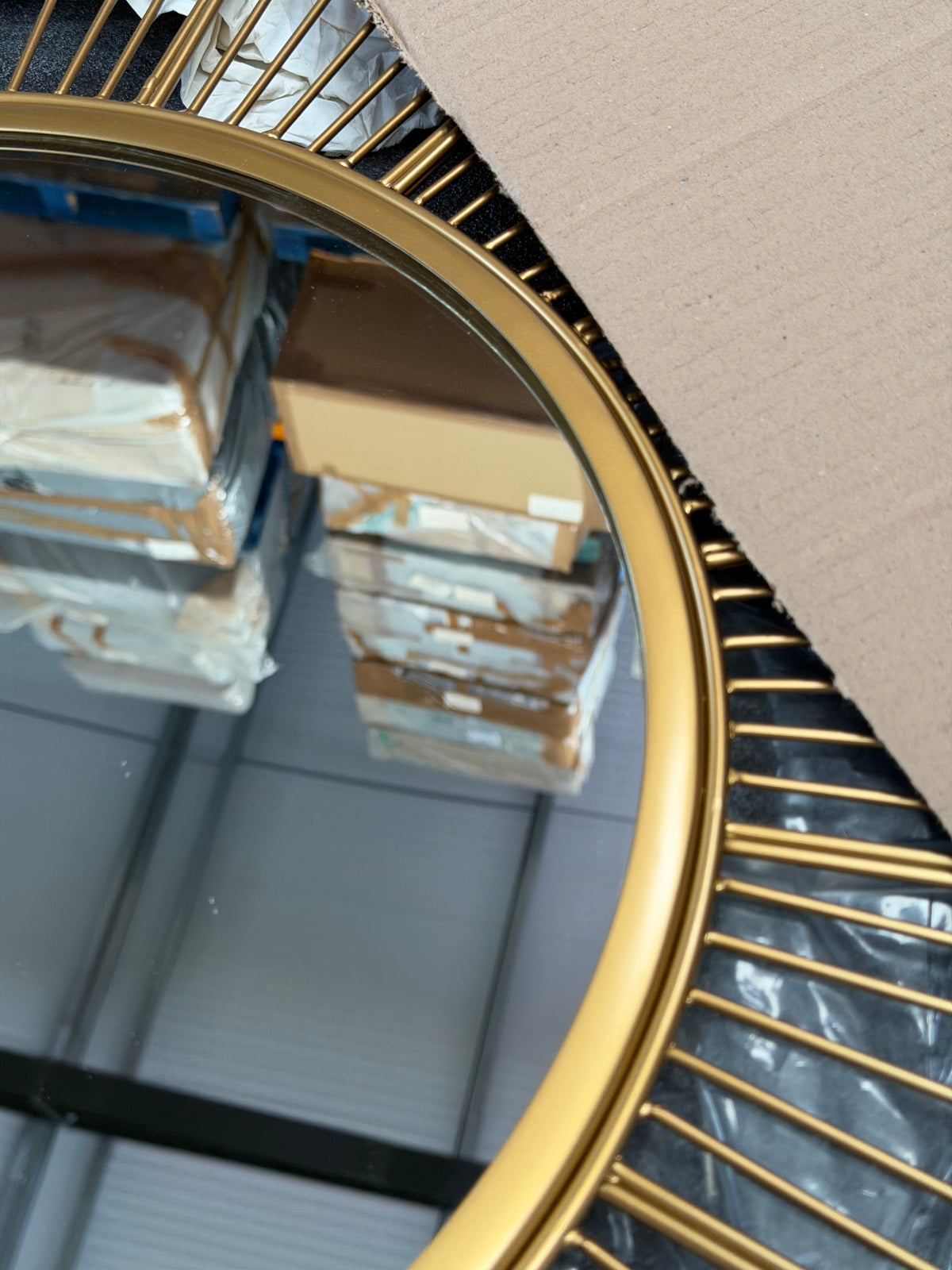 John Lewis Fleur Metal Frame Round Wall Mirror, 81cm, Gold