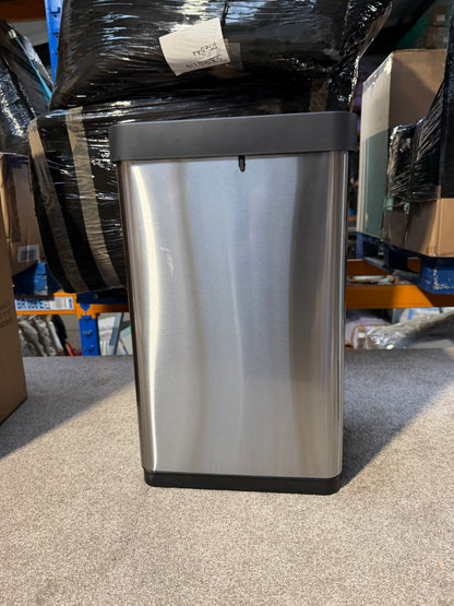 John Lewis 2 Section Sensor Recycling Bin, with Handles, Stainless Steel, 28+22L