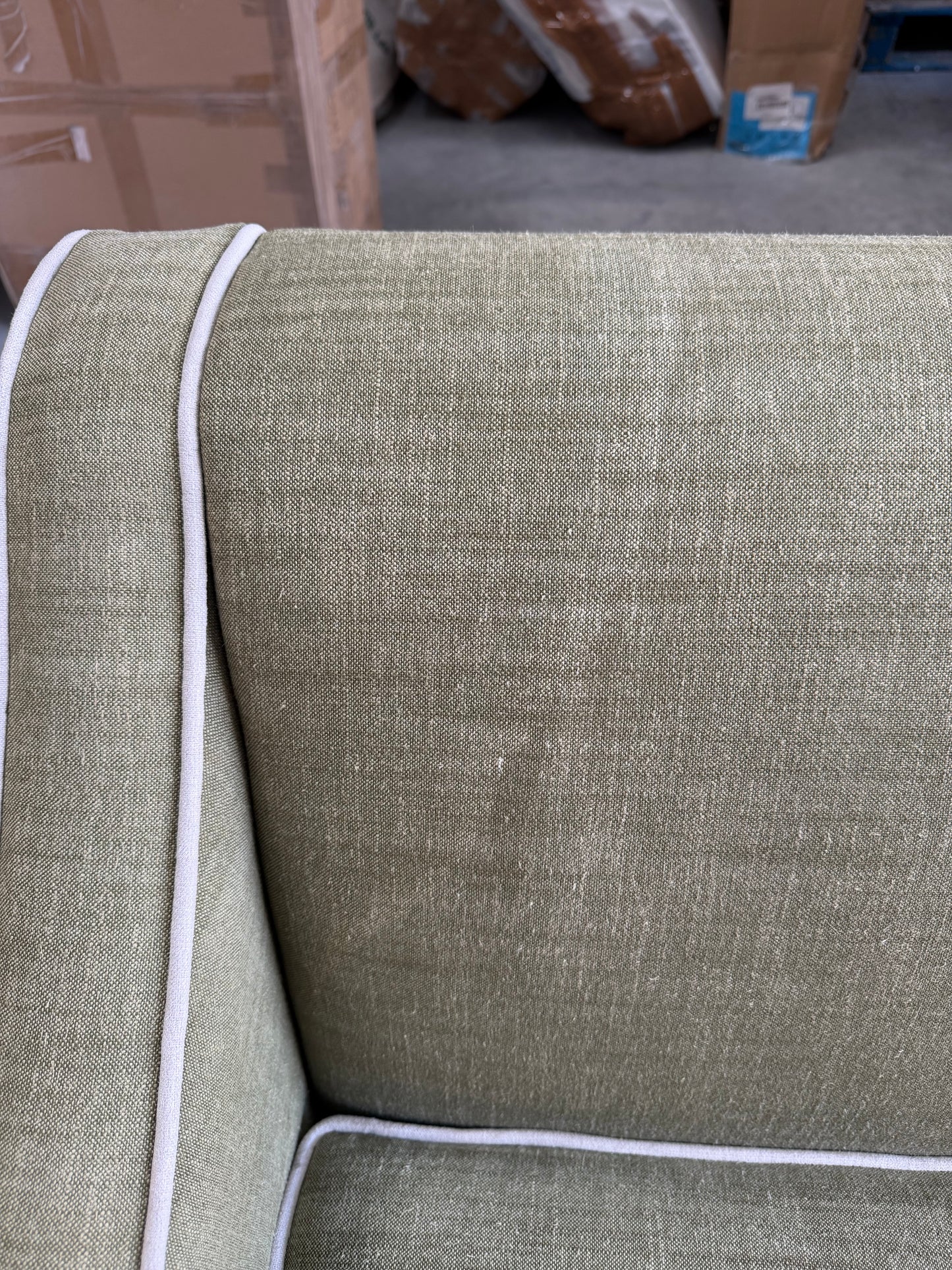 John Lewis Marlow Medium 2 Seater Sofa, Dark Leg, Soft Weave Clay, Relaxed Linen Olive Green