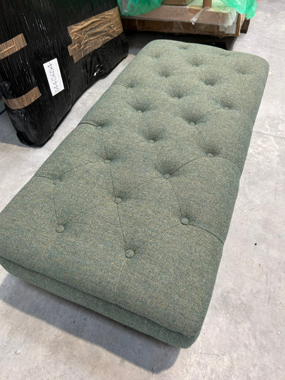 John Lewis Chester Footstool Brushed Tweed Green