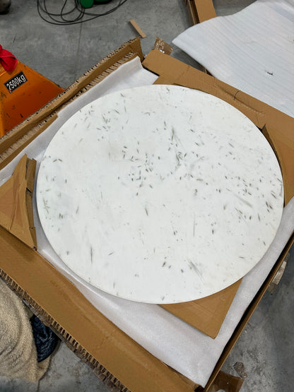 John Lewis Jewel Marble 4 Seater Pedestal Dining Table, White/Gold