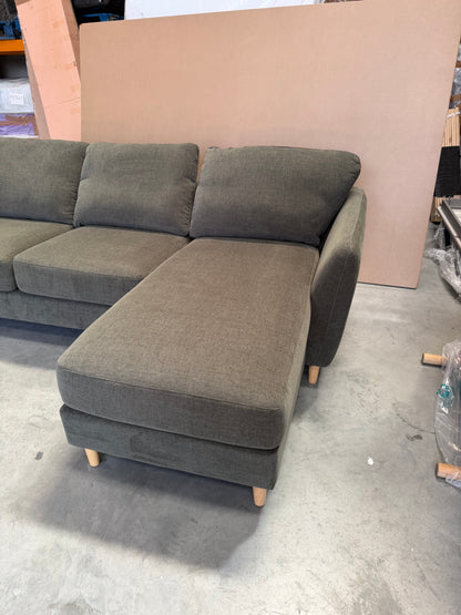 John Lewis Hamilton RHF 4 Seater Sofa, Dark Leg, Khaki Chenille