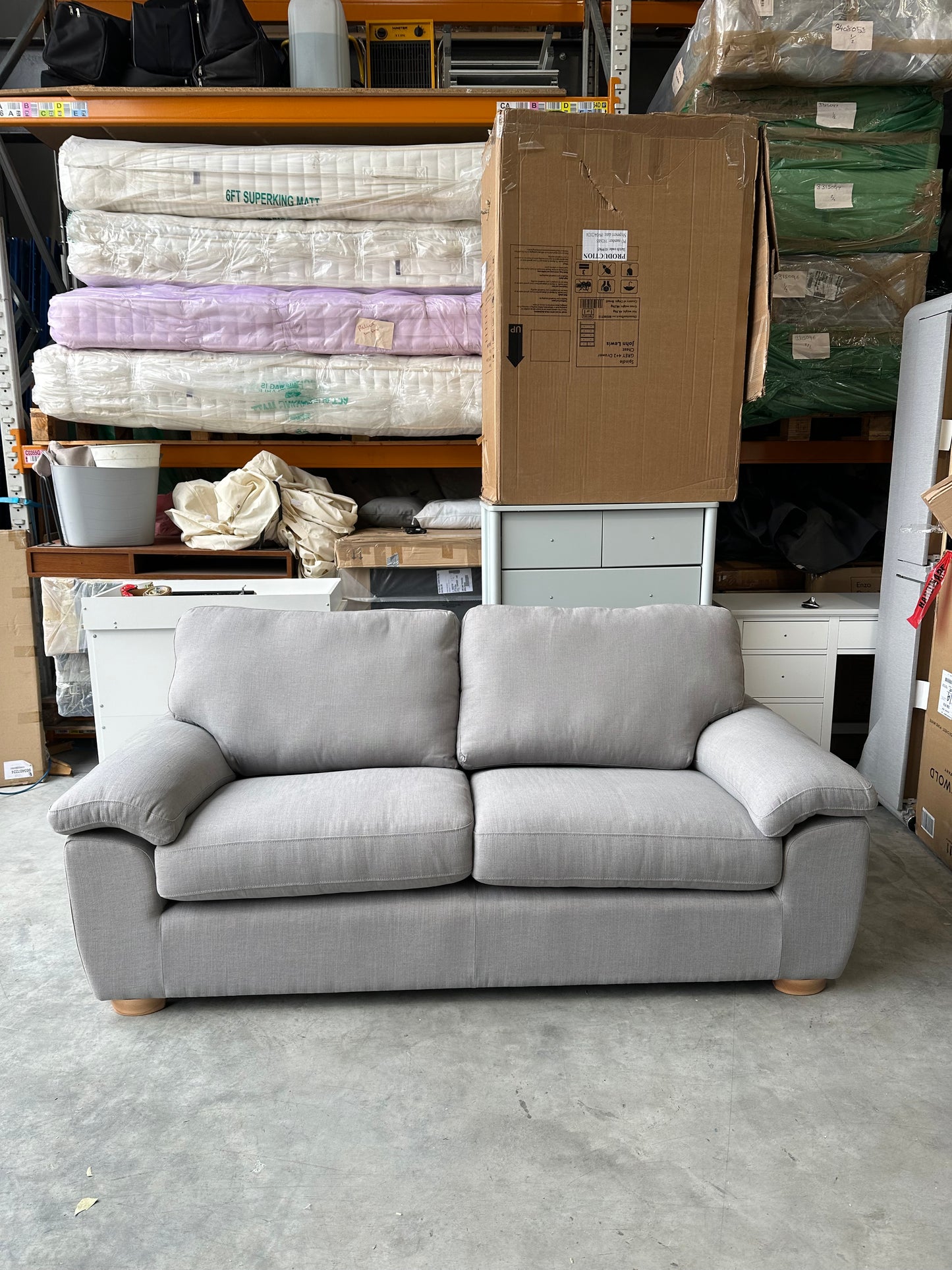 John Lewis Camden Large 3 Seater Sofa in Linen Storm Grey