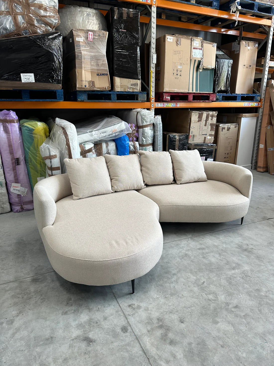 John Lewis Lozenge Grand 5 Seater LHF Chaise End Sofa, Metal Leg, Twisted Boucle Putty