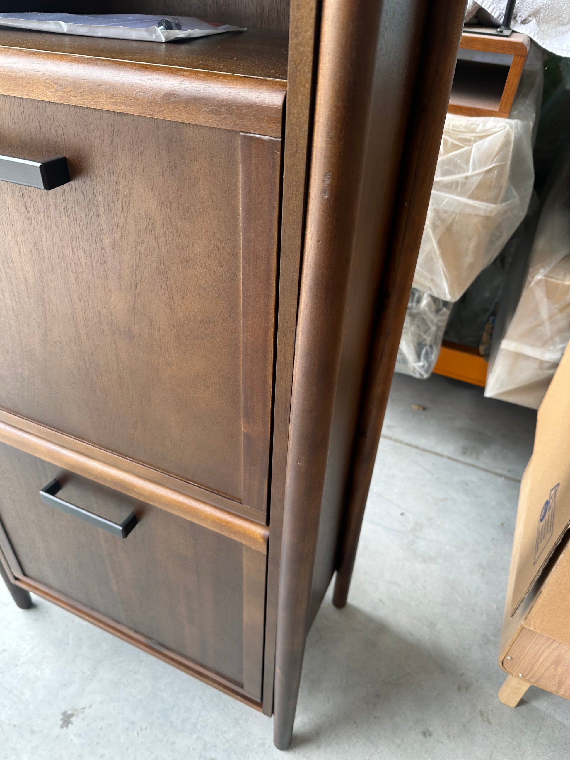 John Lewis Mid Century Shoe Cabinet, 2 Tier, Natural Honey