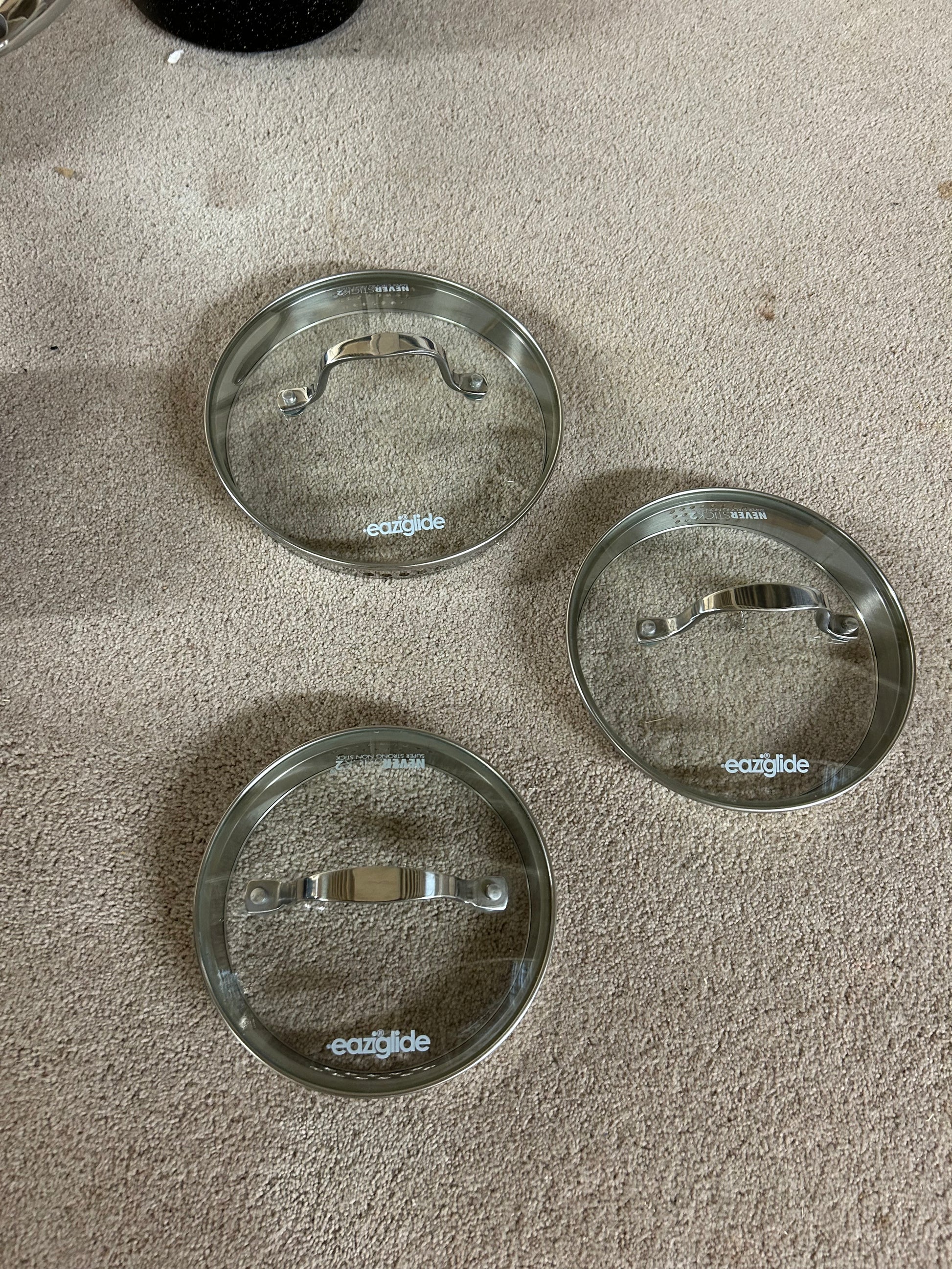 Eaziglide Neverstick2 Aluminium Non-Stick Saucepan Set with Lids, 3 Piece