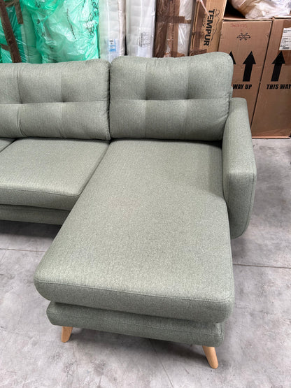 John Lewis Barbican 5+ Seater RHF Chaise End Sofa in Saga Green