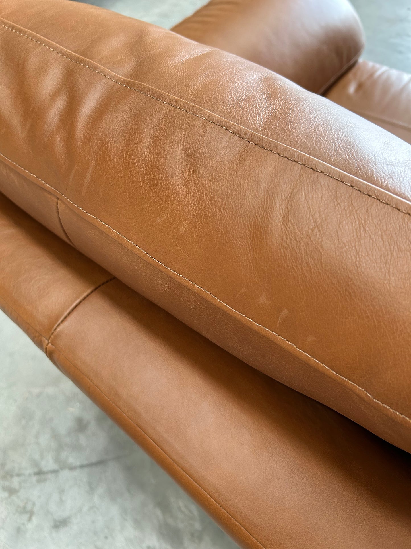 John Lewis Camden Small 2 Seater Leather Sofa, Light Leg, Premium Caramel
