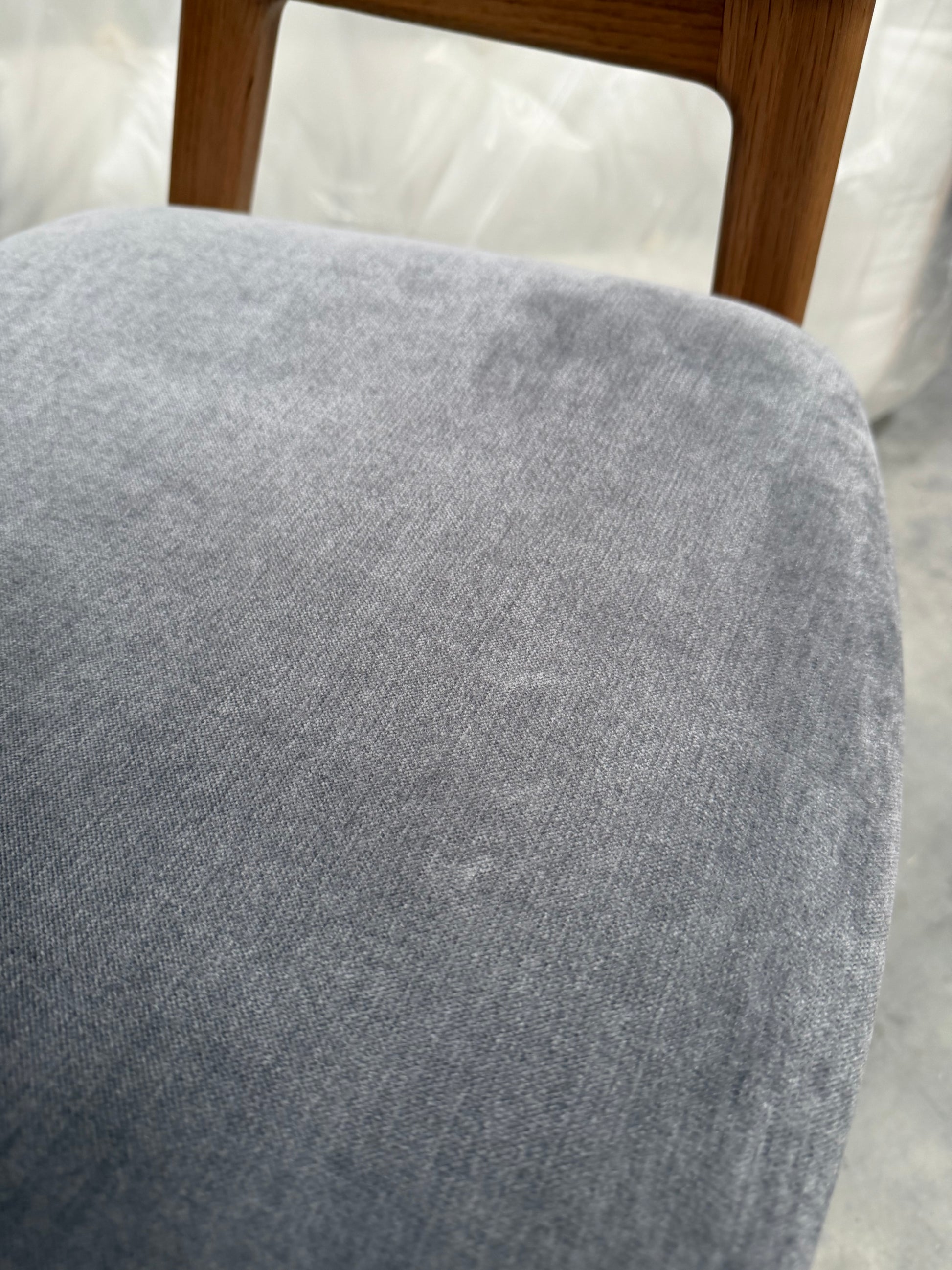 John Lewis Santino Dining Arm Chair, Bianco Oil Oak, Smoked Grey Velvet Kitchen