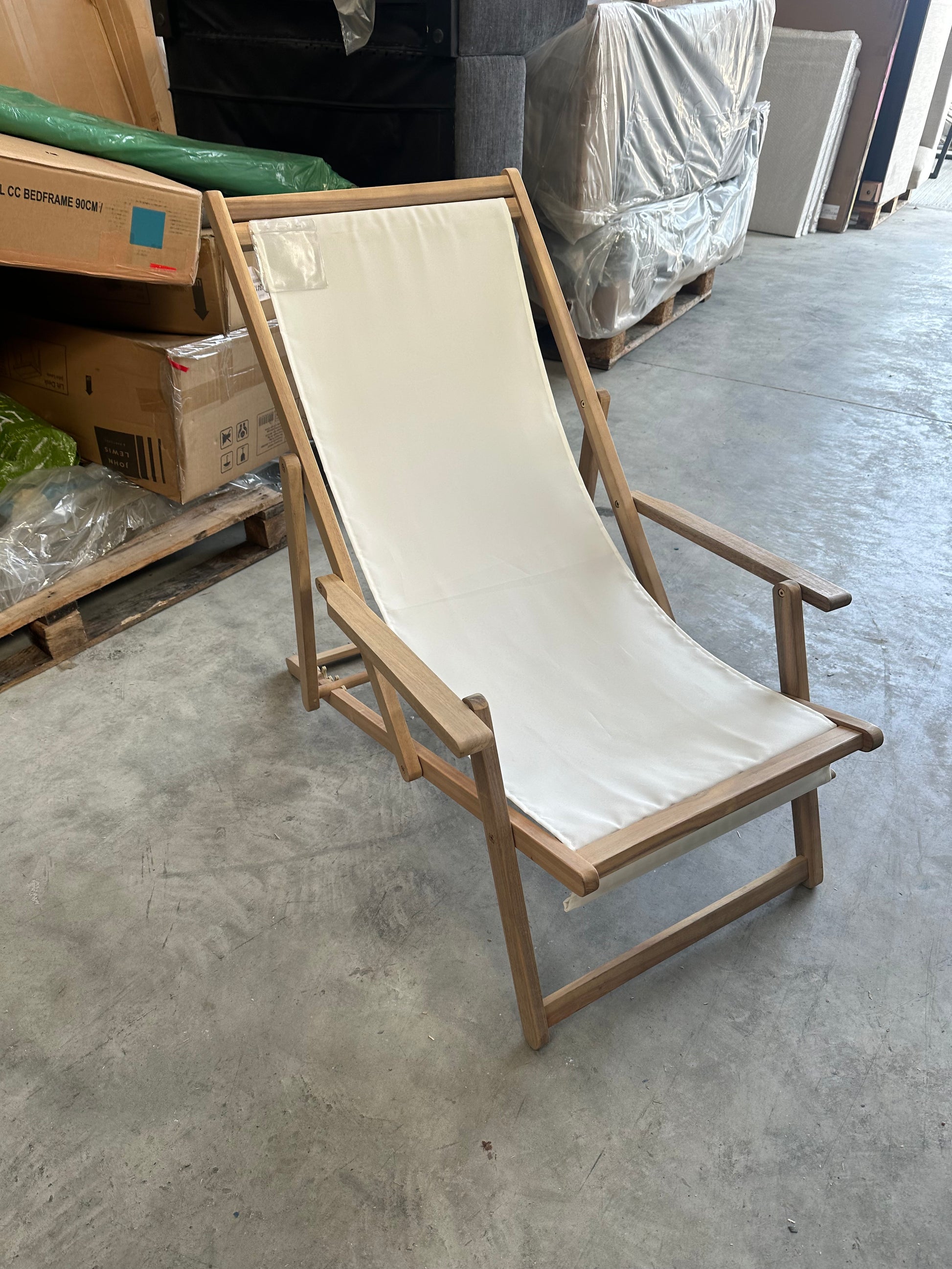 John Lewis ANYDAY Acacia Wood Deck Chair Frame & Sling, Natural