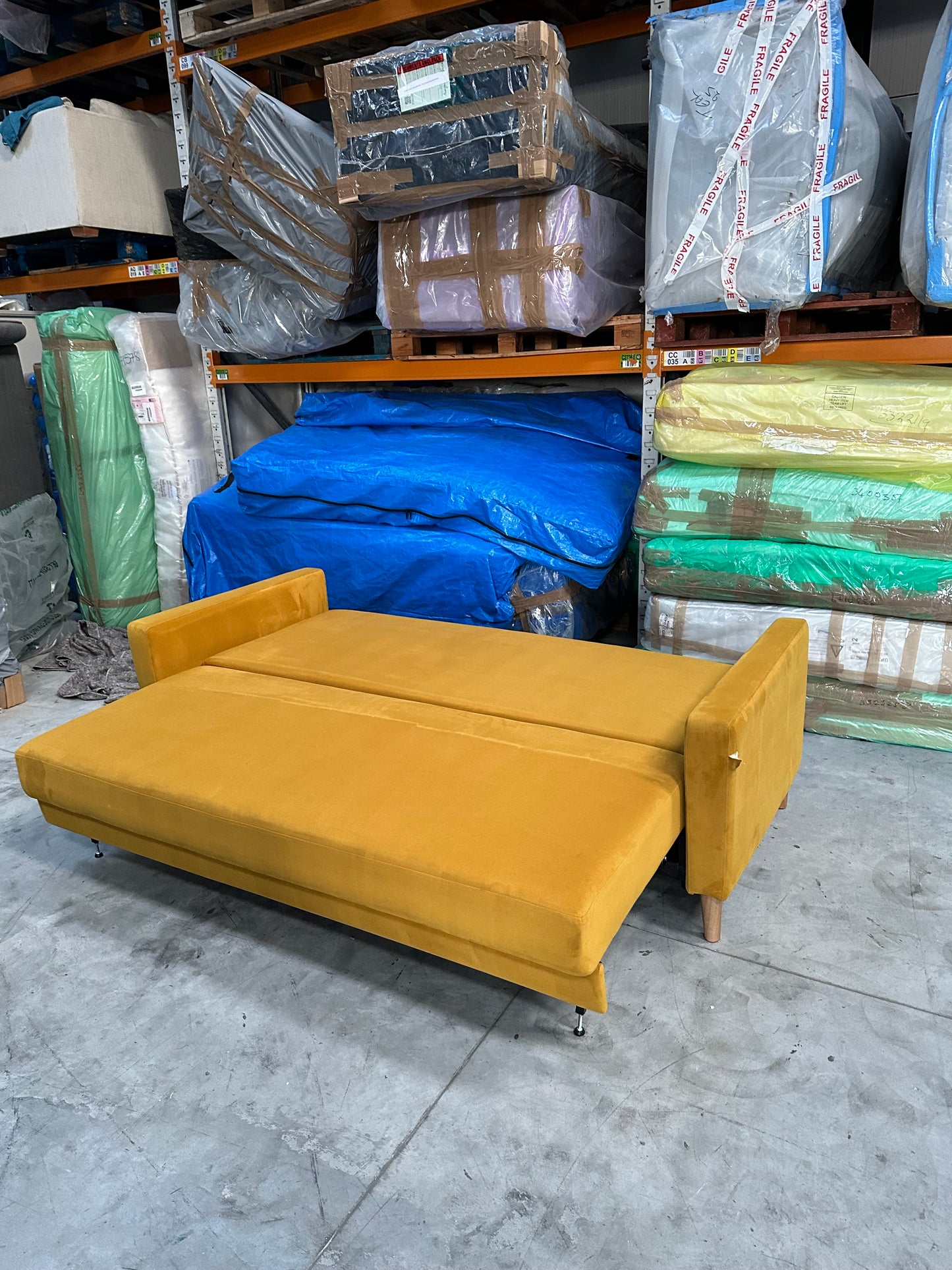 G Plan Vintage The Fifty Four Large 3 Seater Sofa Bed, Plush Turmeric