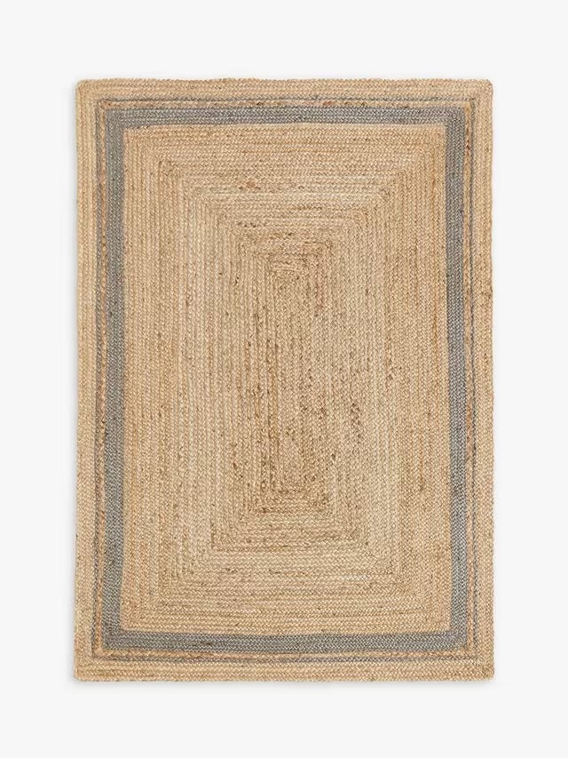 John Lewis Jute Border Rug, Grey, L180 x W120cm