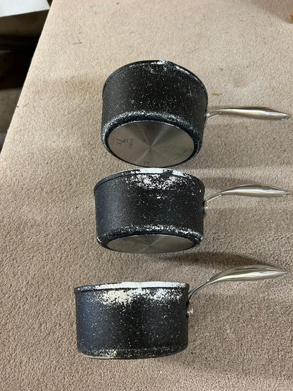 Eaziglide Neverstick2 Aluminium Non-Stick Saucepan Set with Lids, 3 Piece