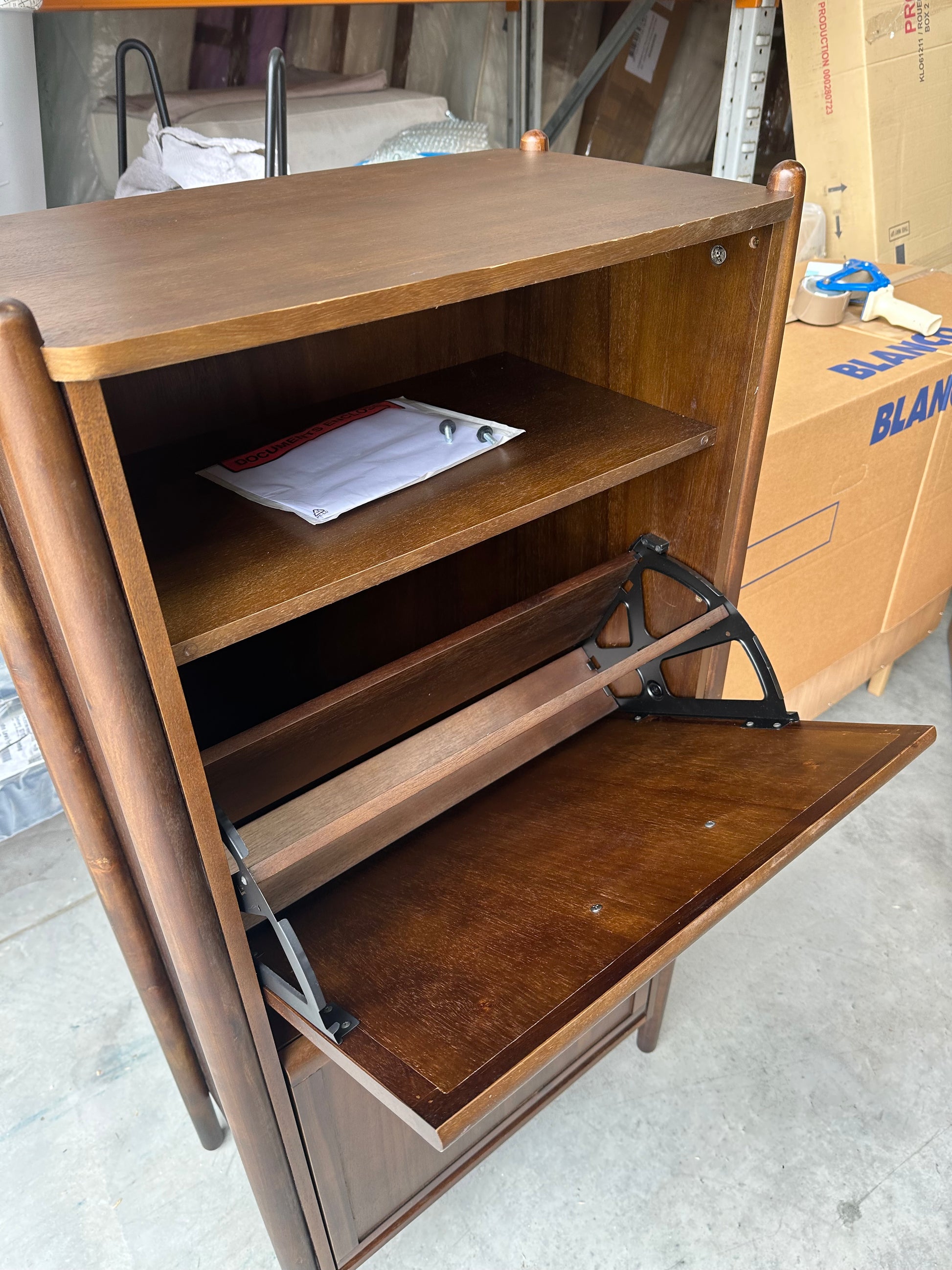 John Lewis Mid Century Shoe Cabinet, 2 Tier, Natural Honey