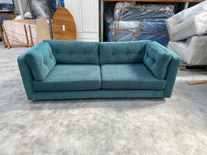 JOHN LEWIS BOOTH MEDIUM 2 SEATER SOFA IN EASY CLEAN TEAL WITH LIGHT LEGS