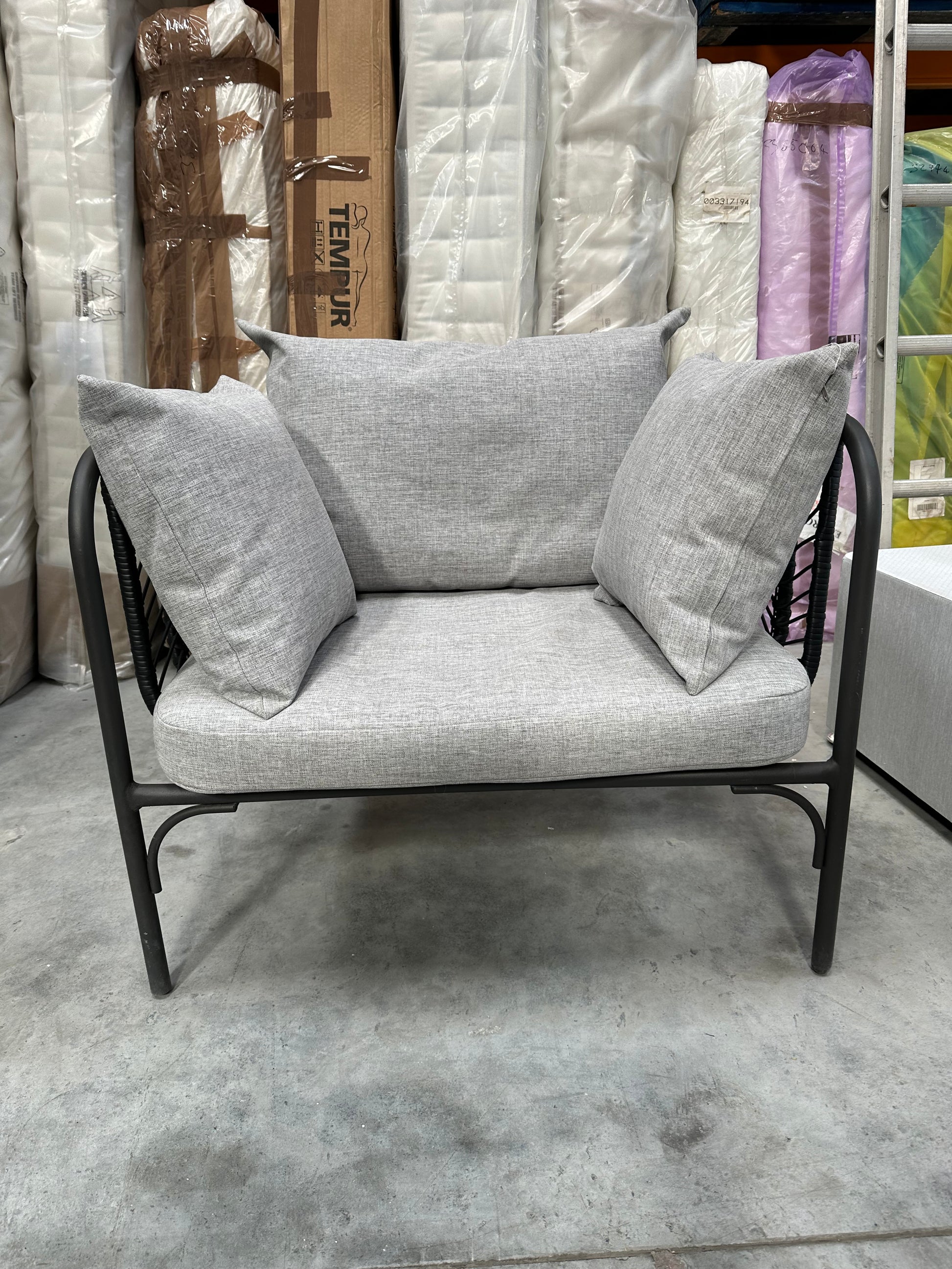 John Lewis Chevron Garden Lounging Chair, Black/Grey