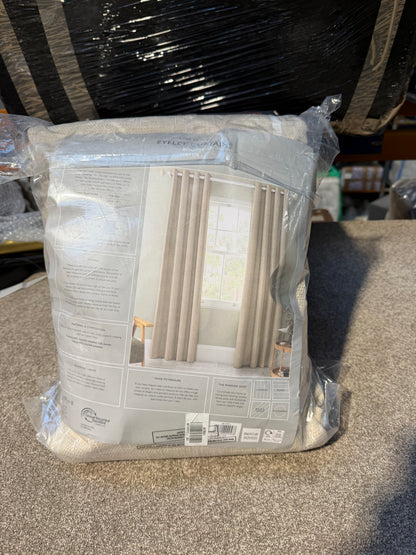 John Lewis Boucle Textured Weave Pair Blackout Lined Eyelet Curtains, Natural White, W228 x Drop 228cm