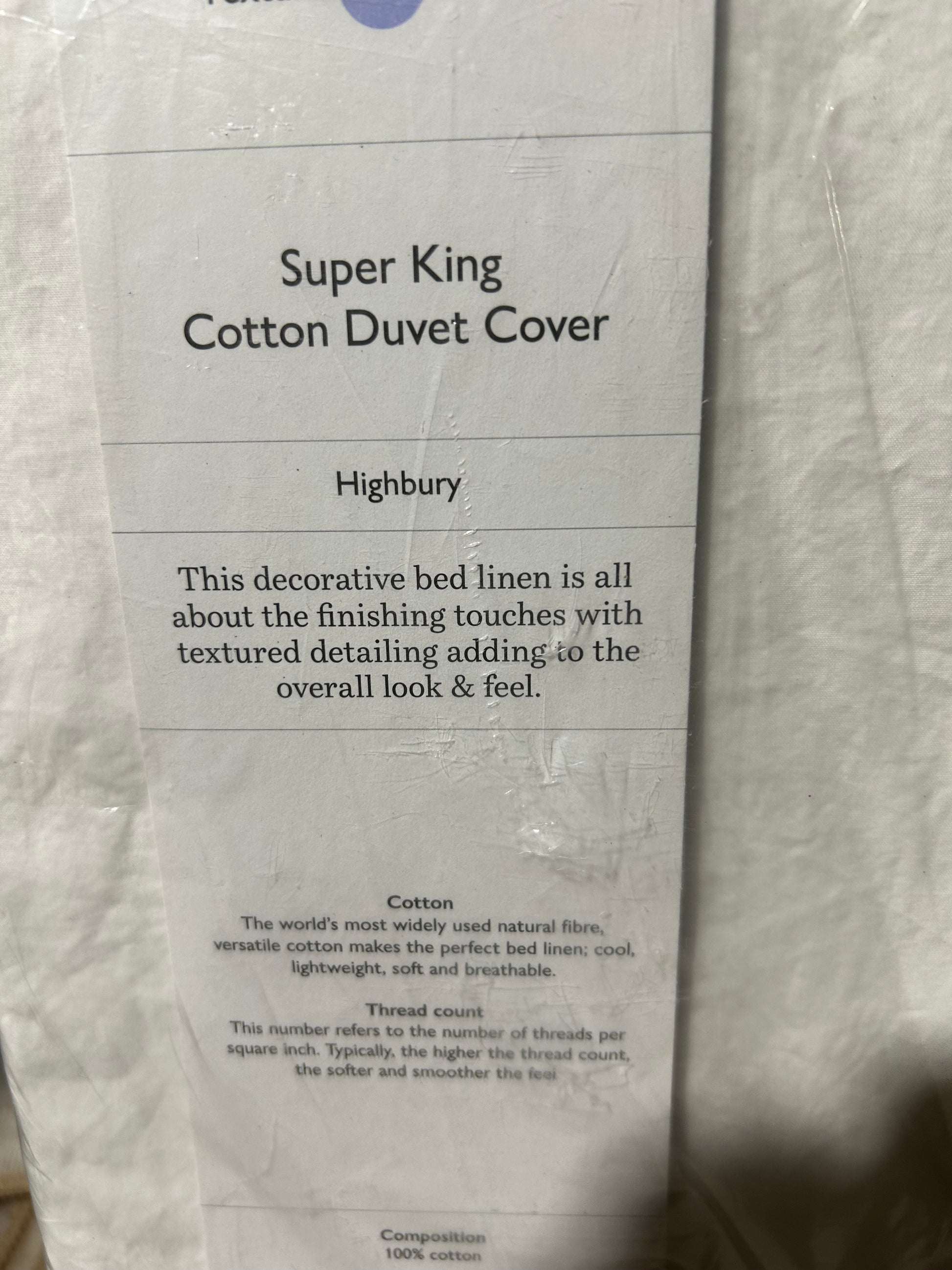 John Lewis Highbury Washed Cotton Super King Duvet Cover, White