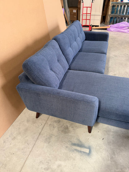 John Lewis Barbican LHF Chaise End Sofa  Chunky Chenille Navy