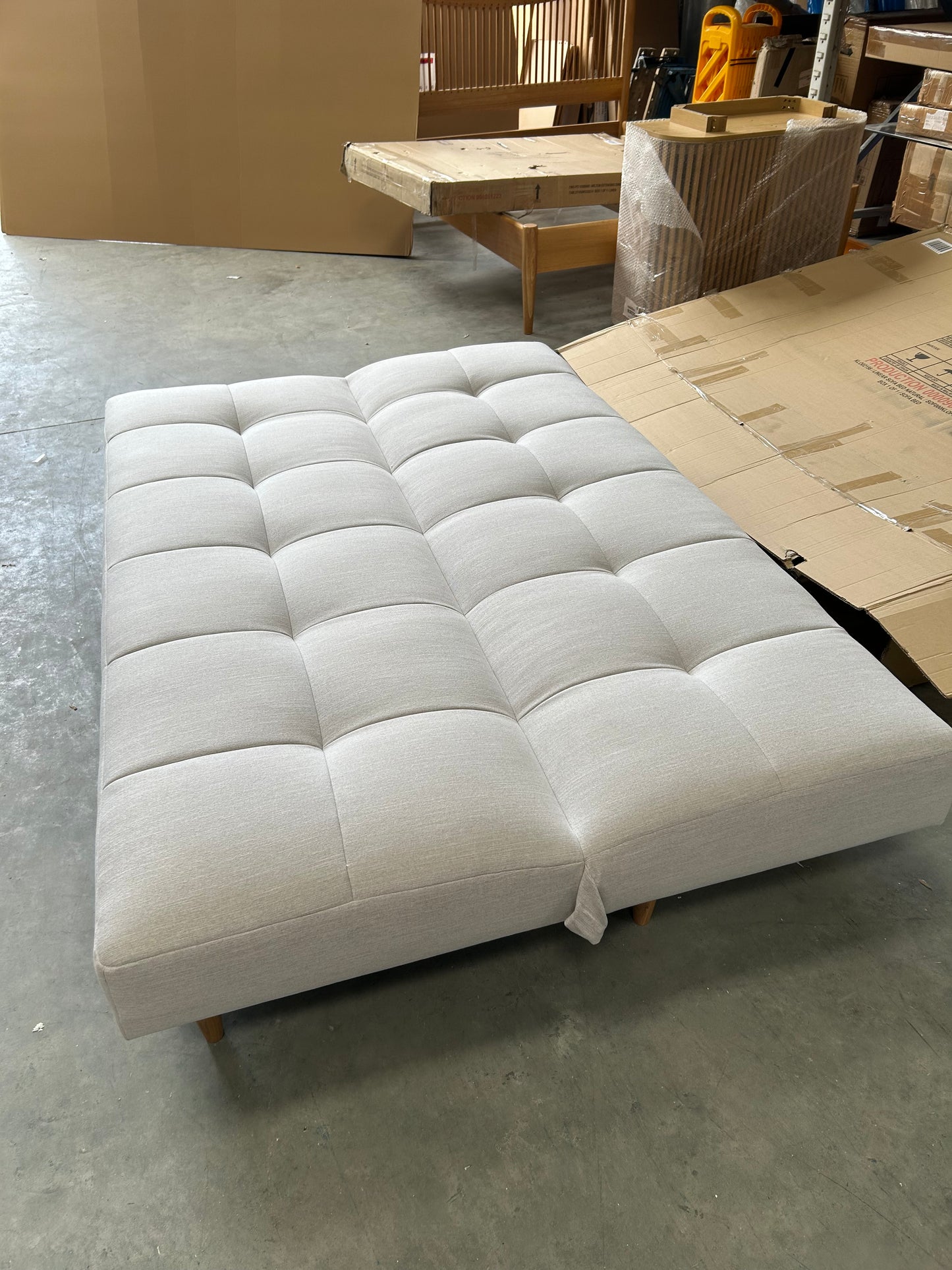 John Lewis Linear Medium 2 Seater Sofa Bed, Light Leg, Topaz Natural