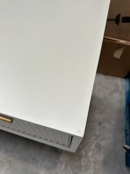 West Elm Quinn Lacquer Desk, Haze/Antique Brass