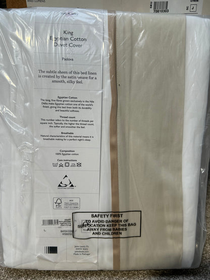 John Lewis Padova 400 Thread Count Egyptian Cotton King Duvet Cover, Champagne