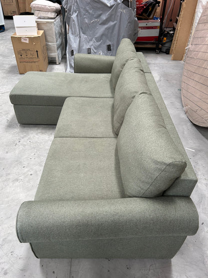John Lewis Sansa Splayed Arm Sofa Bed with Storage Brushed Tweed Green