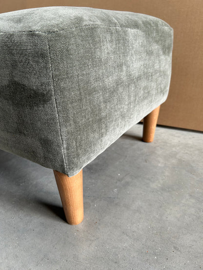 John Lewis Draper II Footstool Plush Chenille Moss Green