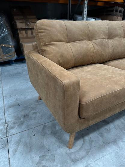 John Lewis Barbican Medium 2 Seater Leather Sofa, Light Leg, Demetra Light Tan