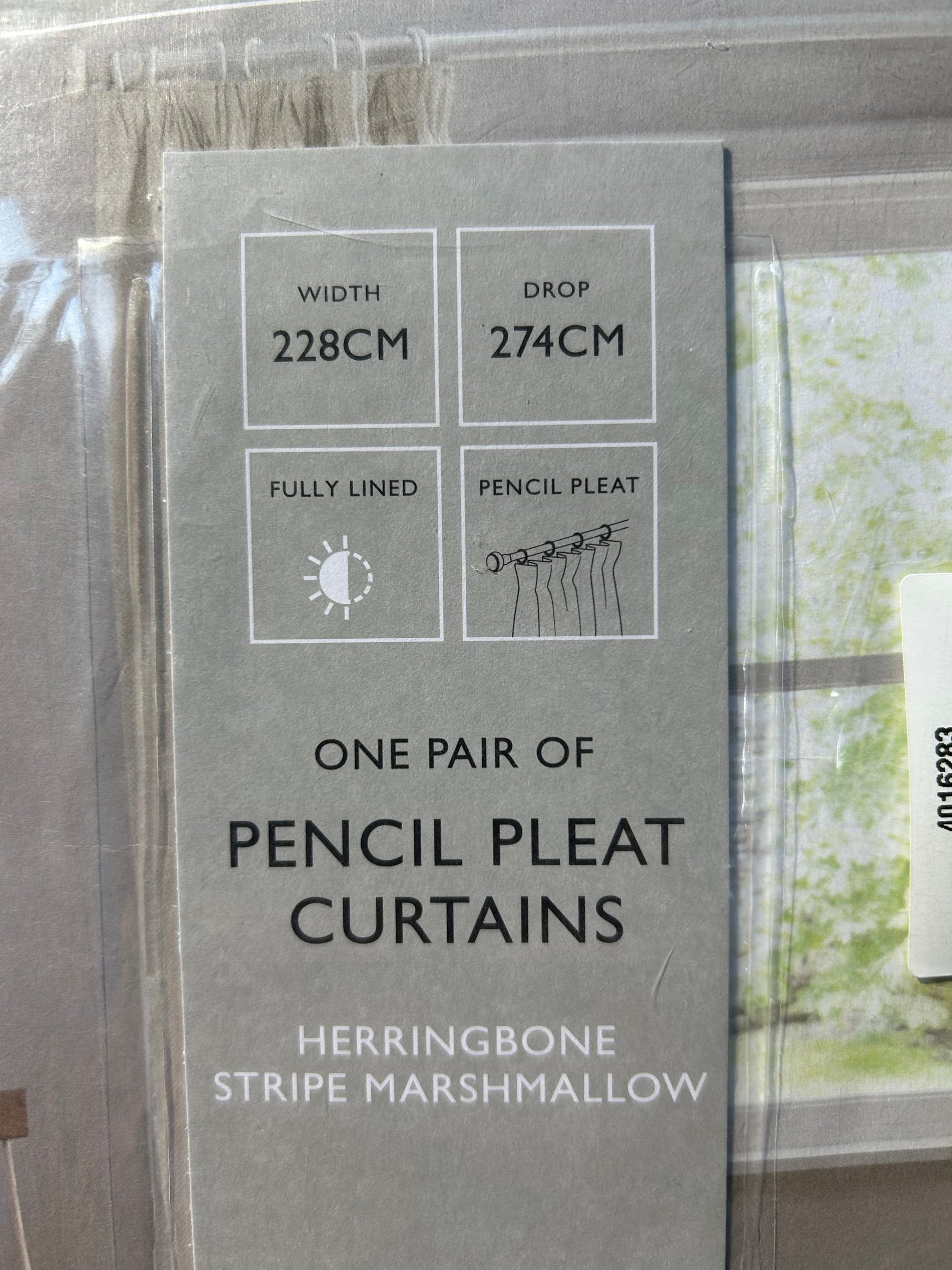 John Lewis Herringbone Weave Pair Lined Pencil Pleat Curtains, Marshmallow, W228 x Drop 274cm