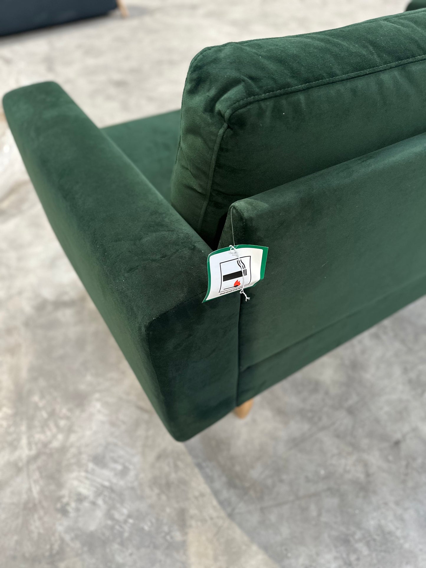 Hutch Velvet Block Arm 2 Seater Sofa - Velvet Sage Green