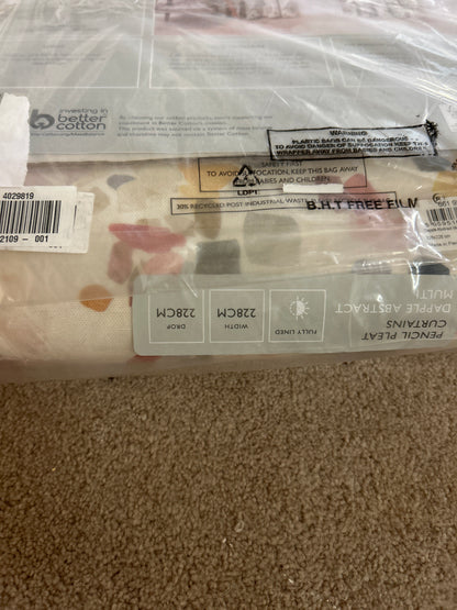 John Lewis Dapple Abstract Print Pair Lined Pencil Pleat Curtains, Multi, W228 x 228