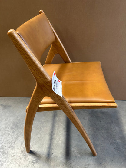 John Lewis X-Ray Leather Dining Armchair, Oak/Camel