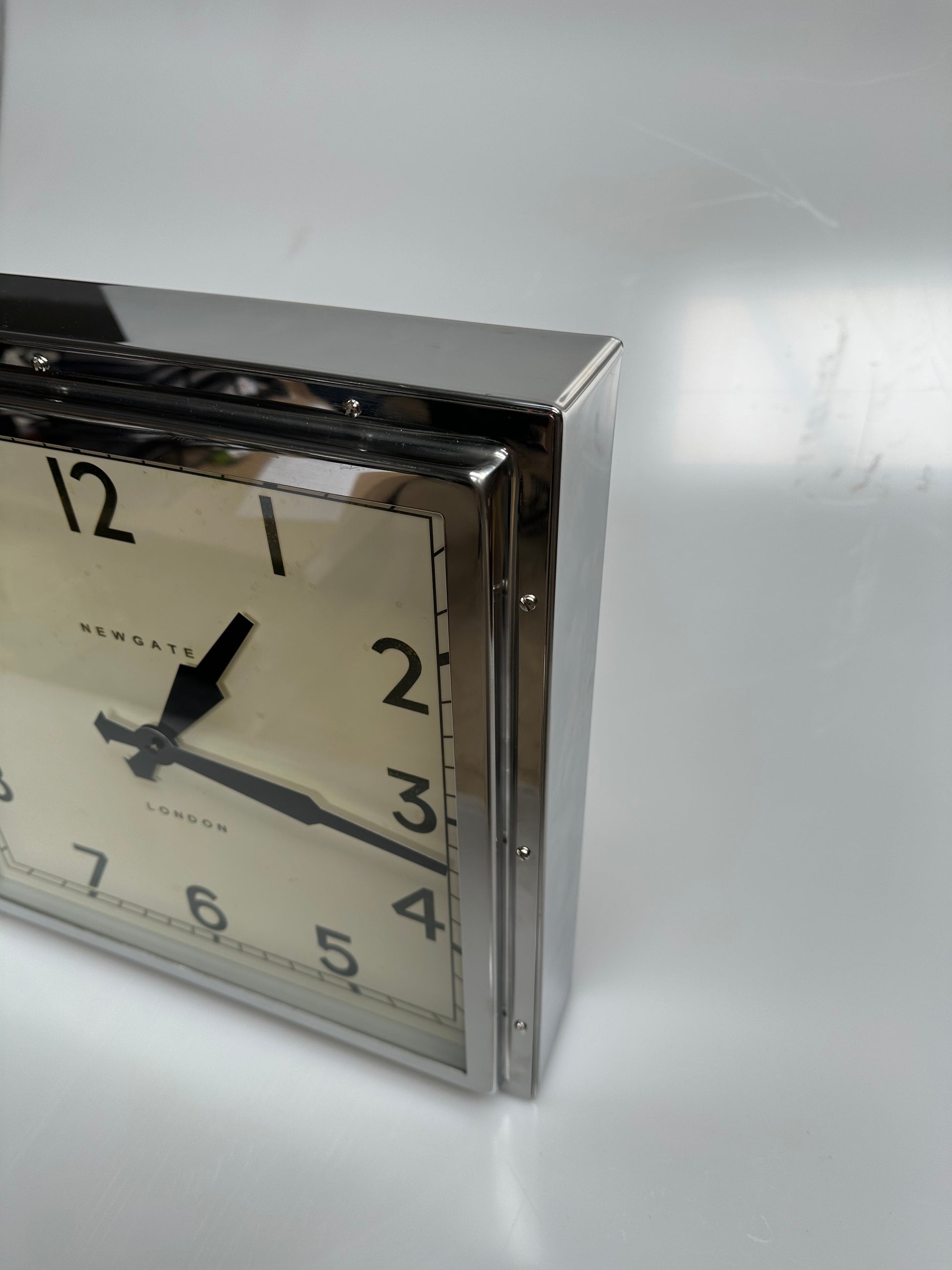 Newgate Clocks Quad Square Metal Wall Clock, 40cm, Silver