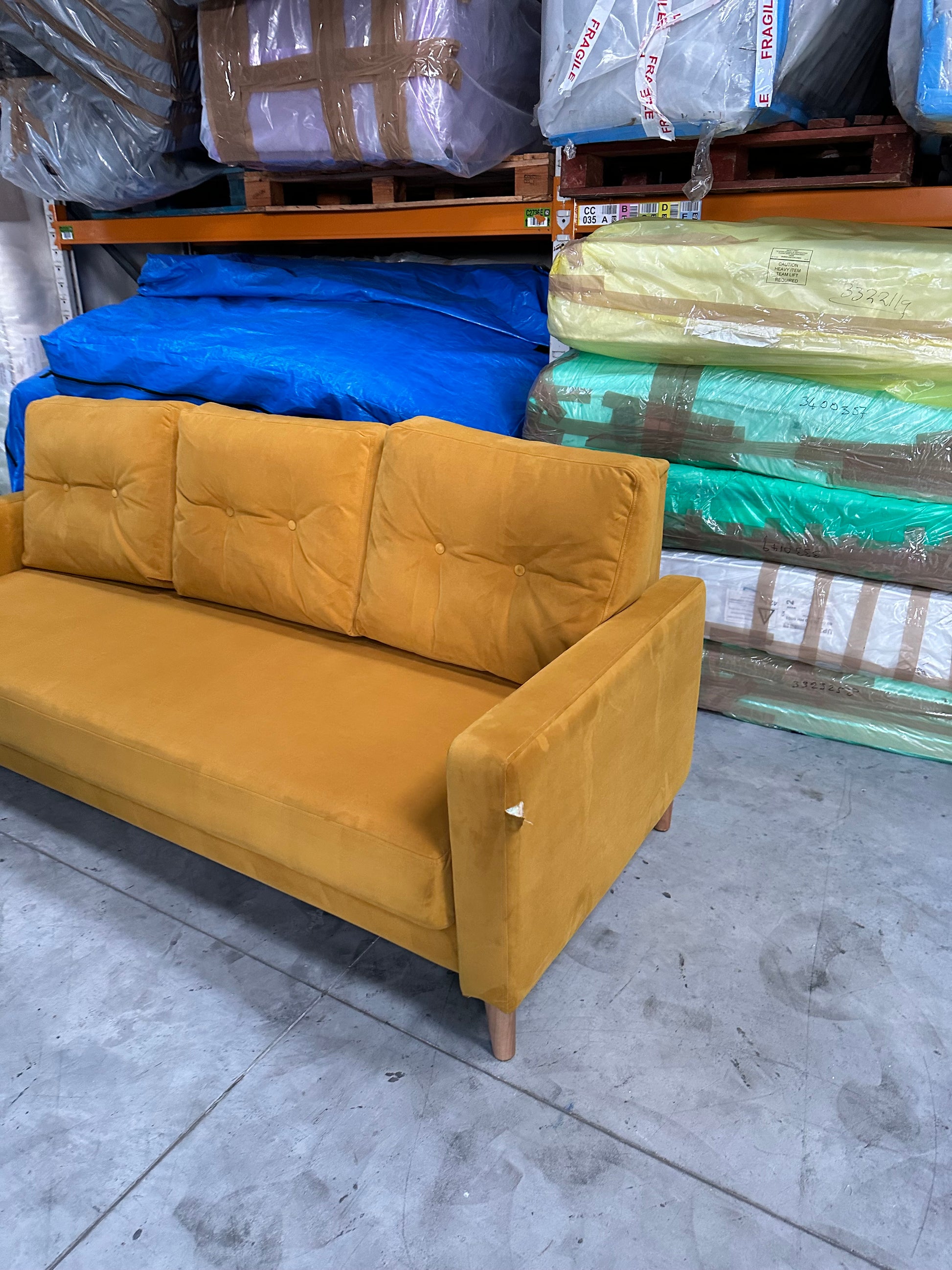 G Plan Vintage The Fifty Four Large 3 Seater Sofa Bed, Plush Turmeric
