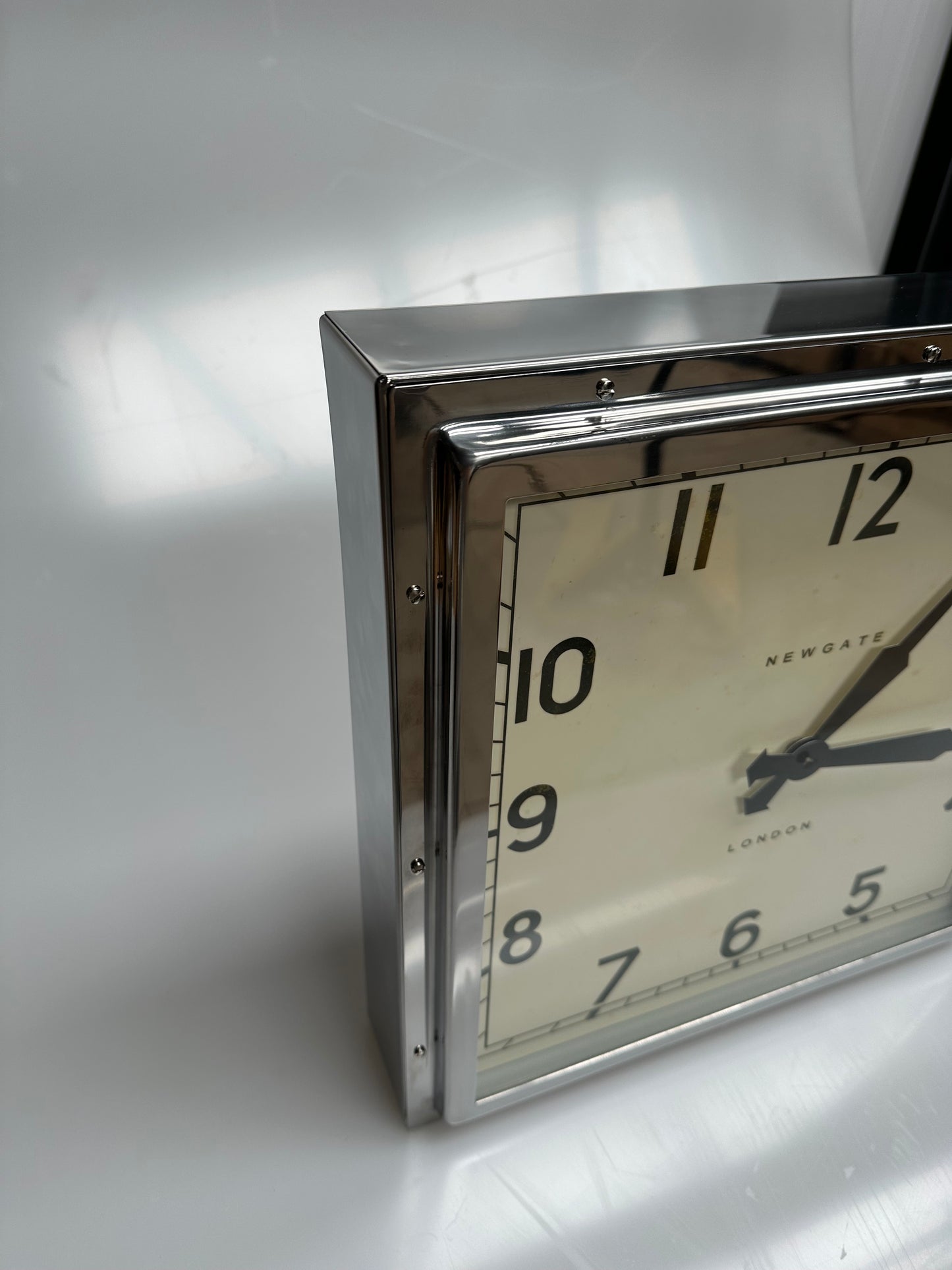 Newgate Clocks Quad Square Metal Wall Clock, 40cm, Silver