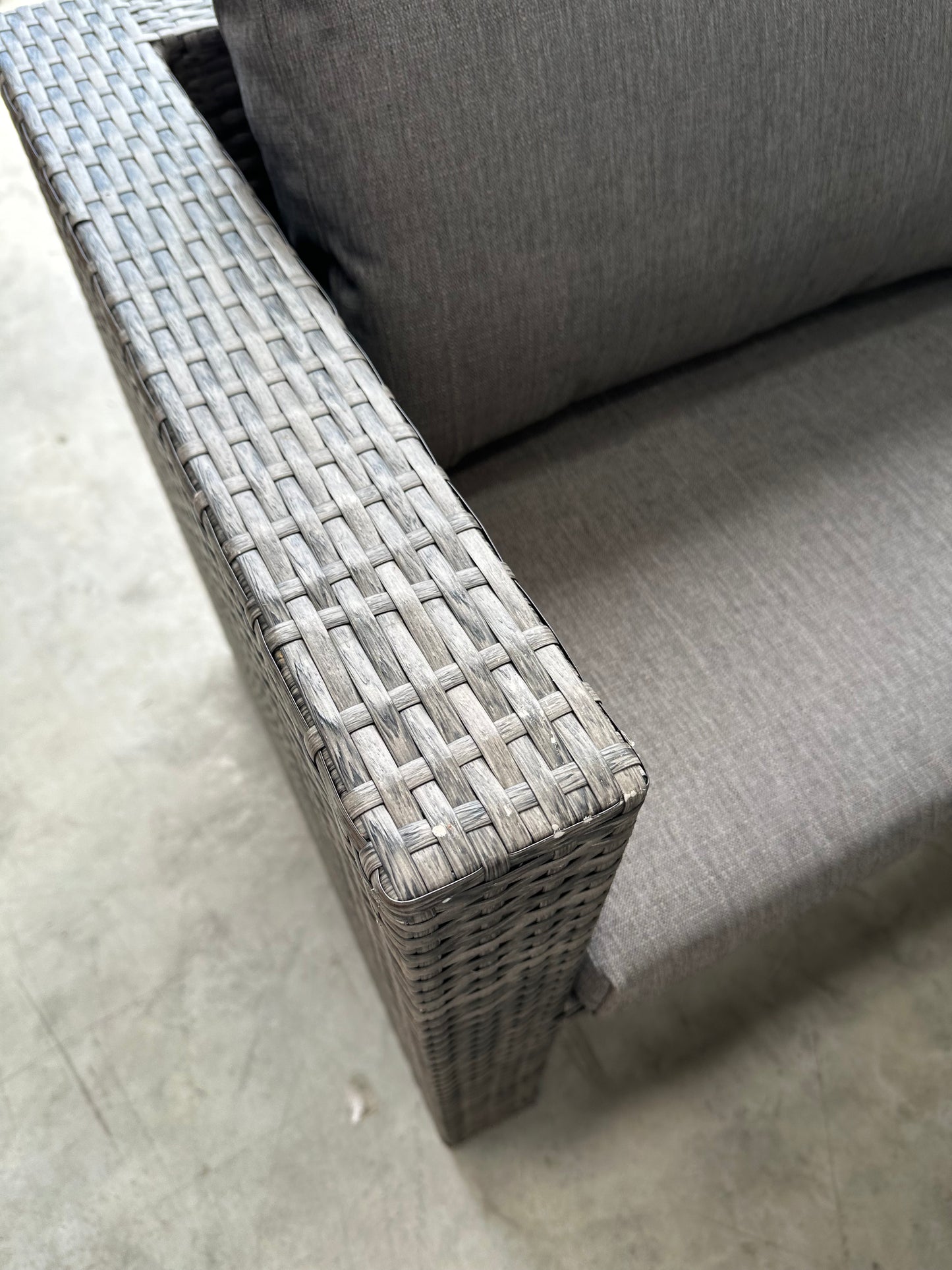 John Lewis Alora Cube 6-Seater Garden Dining Table, Sofas & Stools Set, Brown/Grey