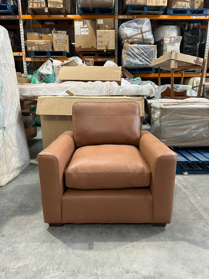 John Lewis Oliver II Leather Armchair Light Leg Selvaggio Congnac