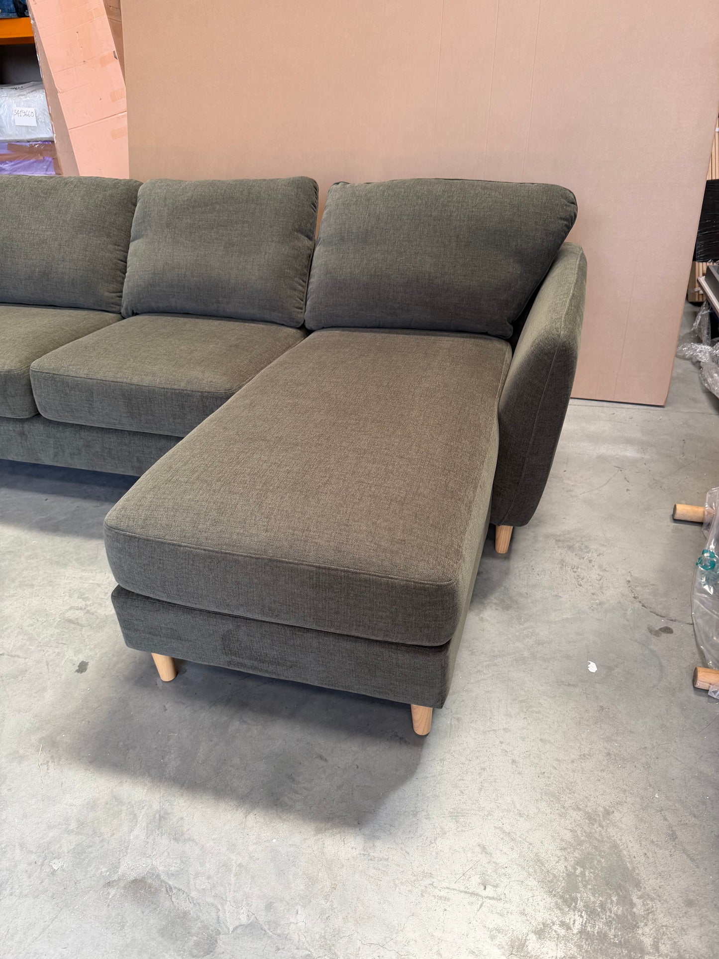 John Lewis Hamilton RHF 4 Seater Sofa, Dark Leg, Khaki Chenille